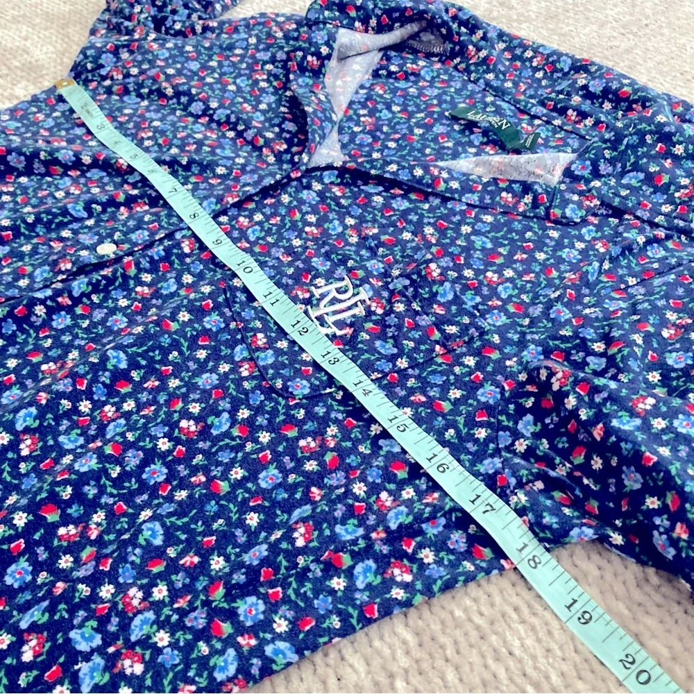 Lauren‎ Ralph Lauren Small Navy Floral Cotton Button Front Nightshirt Pajamas - Picture 7 of 7